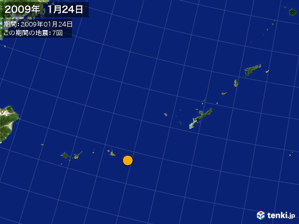沖縄・震央分布図(2009年01月24日)