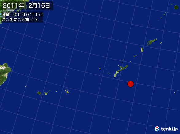 沖縄・震央分布図(2011年02月15日)
