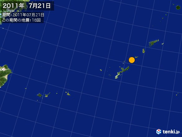 沖縄・震央分布図(2011年07月21日)