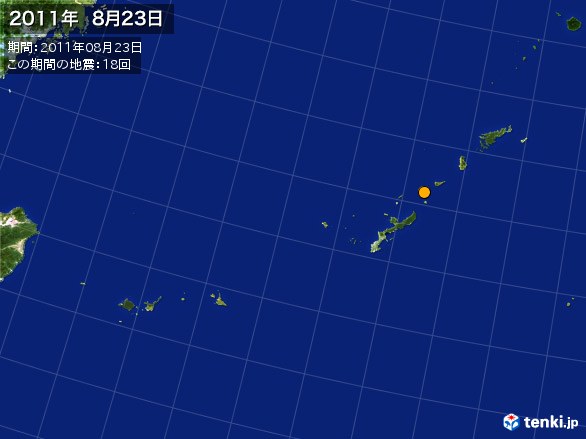 沖縄・震央分布図(2011年08月23日)