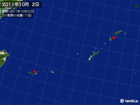 沖縄・震央分布図(2011年10月02日)