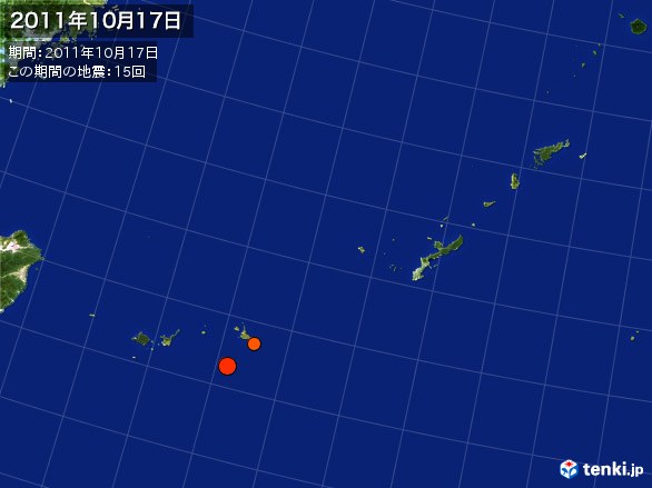 沖縄・震央分布図(2011年10月17日)