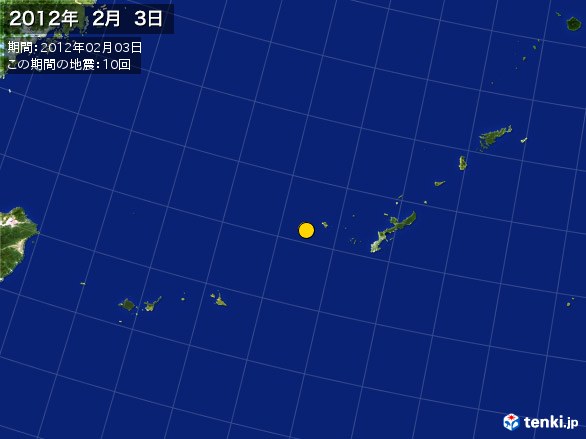 沖縄・震央分布図(2012年02月03日)