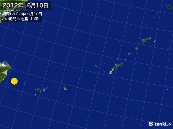沖縄・震央分布図(2012年06月10日)