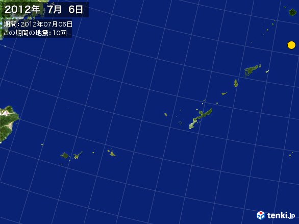沖縄・震央分布図(2012年07月06日)