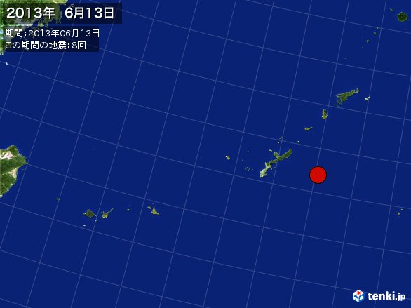 沖縄・震央分布図(2013年06月13日)