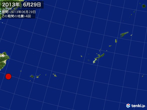沖縄・震央分布図(2013年06月29日)