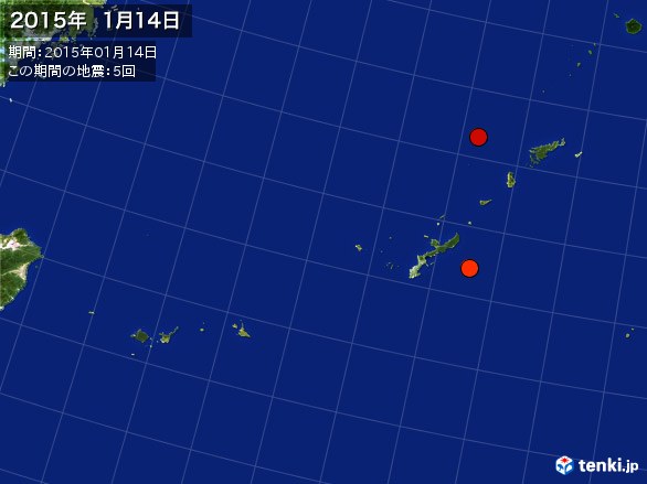沖縄・震央分布図(2015年01月14日)
