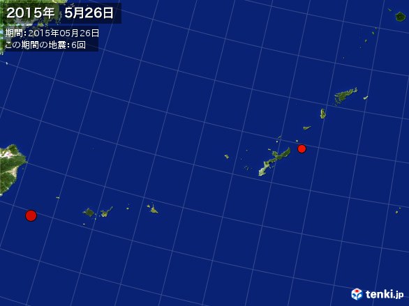 沖縄・震央分布図(2015年05月26日)