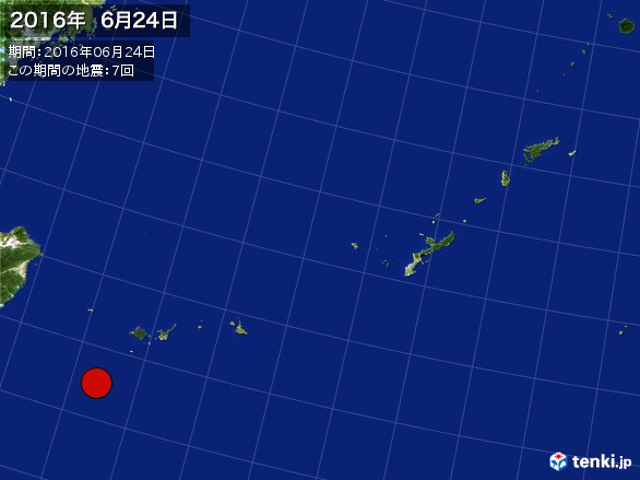 沖縄・震央分布図(2016年06月24日)