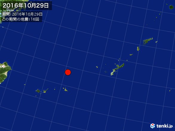 沖縄・震央分布図(2016年10月29日)