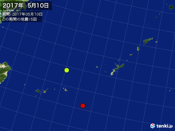 沖縄・震央分布図(2017年05月10日)