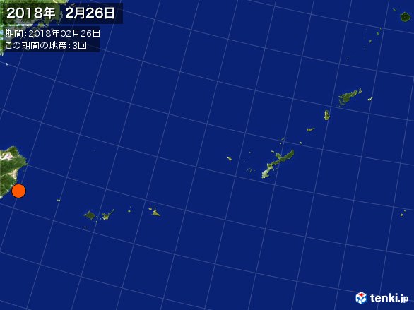 沖縄・震央分布図(2018年02月26日)