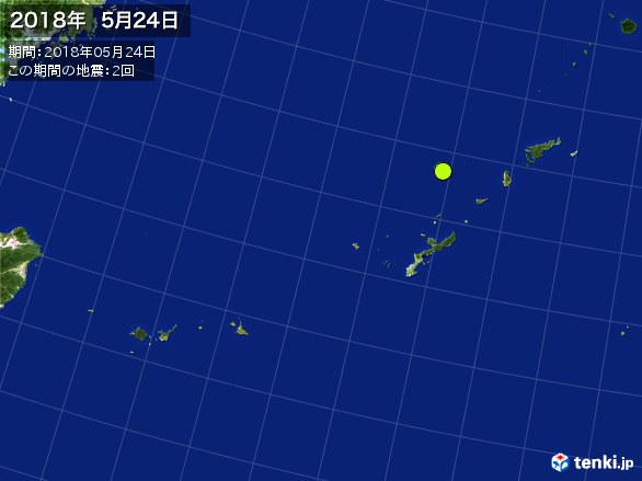 沖縄・震央分布図(2018年05月24日)
