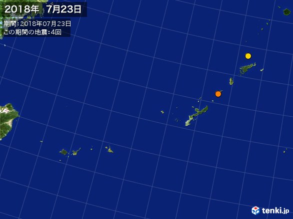 沖縄・震央分布図(2018年07月23日)