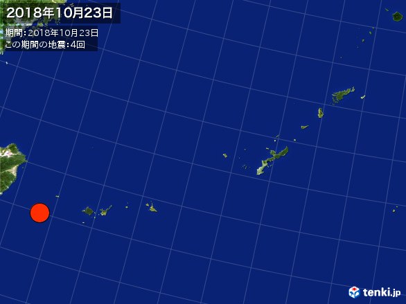 沖縄・震央分布図(2018年10月23日)