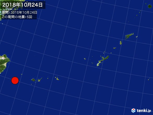 沖縄・震央分布図(2018年10月24日)