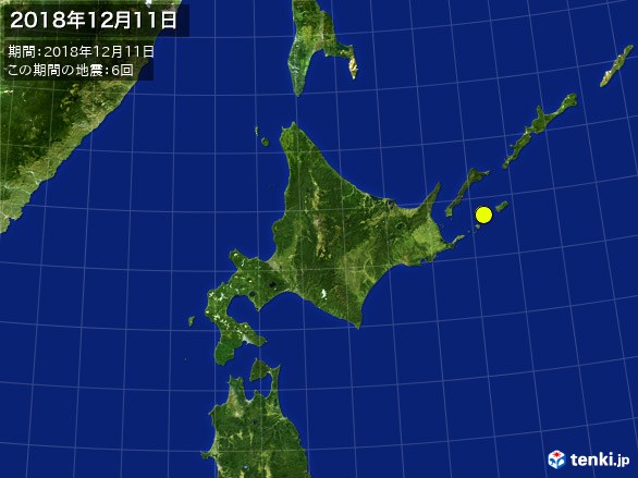 北日本・震央分布図(2018年12月11日)