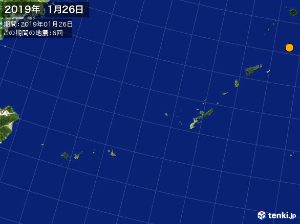 沖縄・震央分布図(2019年01月26日)