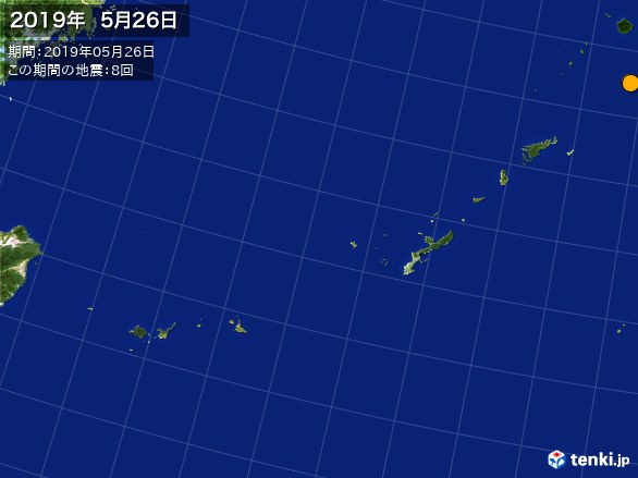 沖縄・震央分布図(2019年05月26日)