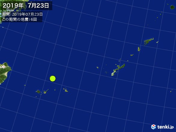 沖縄・震央分布図(2019年07月23日)