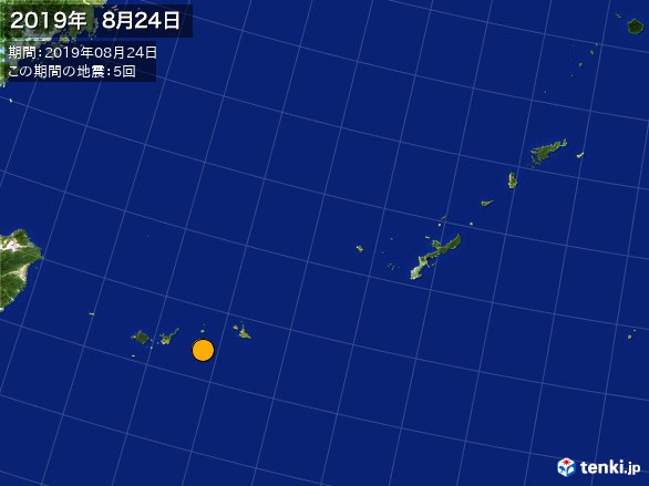 沖縄・震央分布図(2019年08月24日)