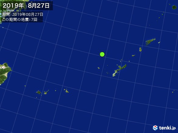 沖縄・震央分布図(2019年08月27日)