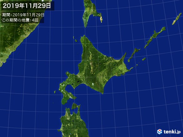 北日本・震央分布図(2019年11月29日)