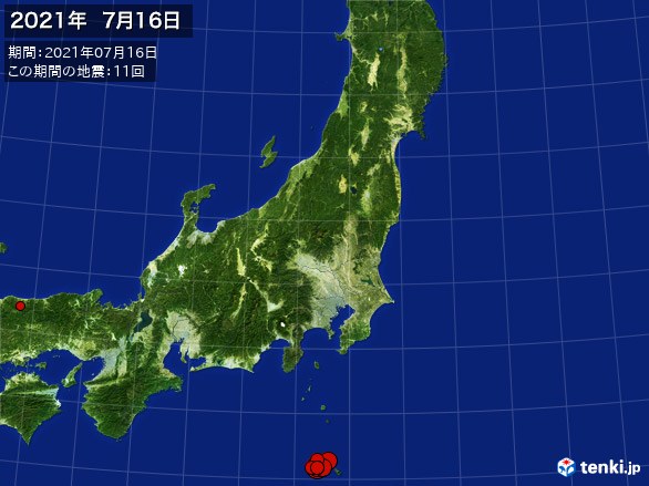 東日本・震央分布図(2021年07月16日)