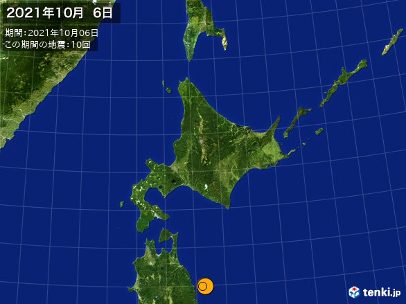 北日本・震央分布図(2021年10月06日)