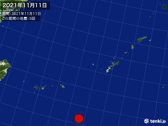 沖縄・震央分布図(2021年11月11日)