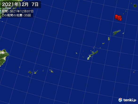 沖縄・震央分布図(2021年12月07日)
