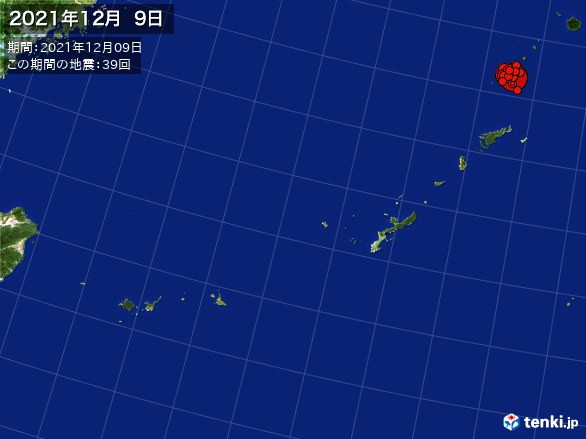 沖縄・震央分布図(2021年12月09日)