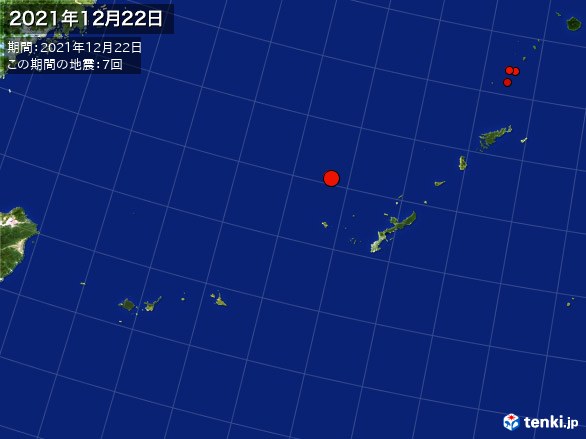 沖縄・震央分布図(2021年12月22日)