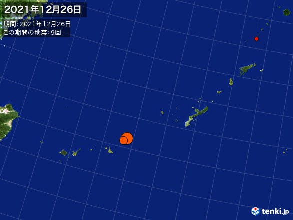 沖縄・震央分布図(2021年12月26日)