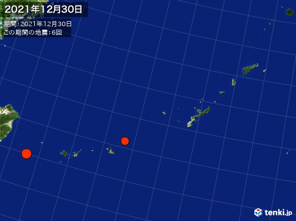 沖縄・震央分布図(2021年12月30日)