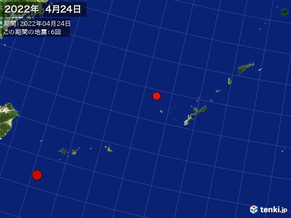 沖縄・震央分布図(2022年04月24日)