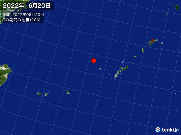 沖縄・震央分布図(2022年06月20日)