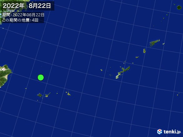 沖縄・震央分布図(2022年08月22日)
