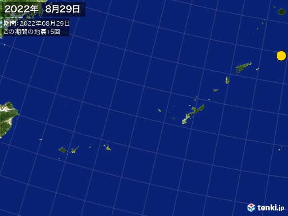 沖縄・震央分布図(2022年08月29日)