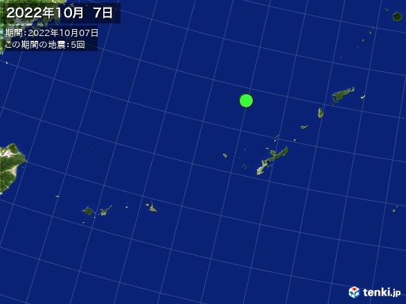沖縄・震央分布図(2022年10月07日)