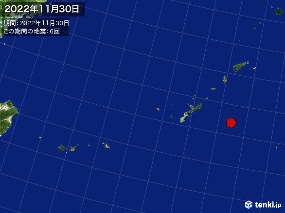 沖縄・震央分布図(2022年11月30日)