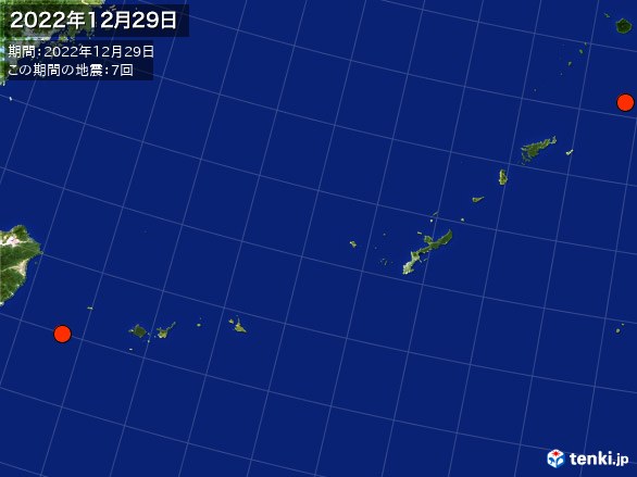 沖縄・震央分布図(2022年12月29日)