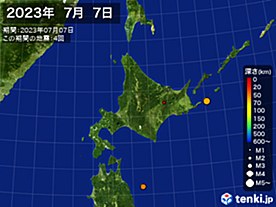 2023年07月07日の震央分布図