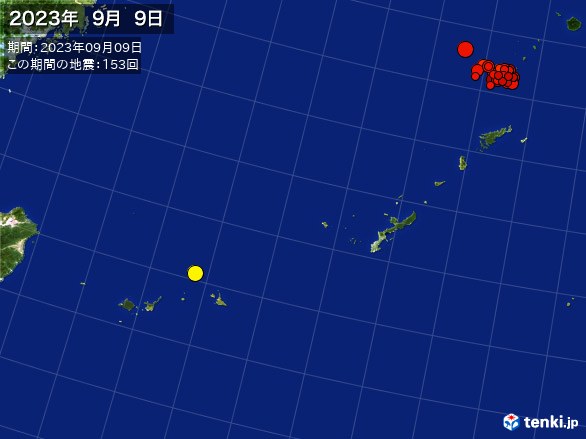 沖縄・震央分布図(2023年09月09日)