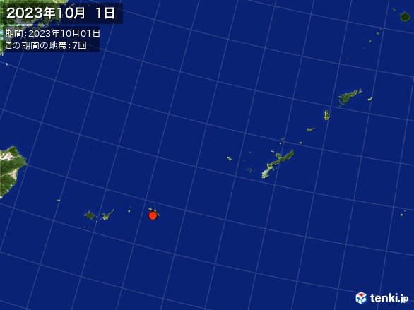 沖縄・震央分布図(2023年10月01日)