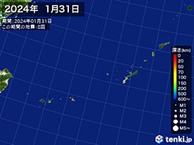 2024年01月31日の震央分布図