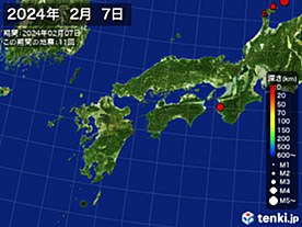 2024年02月07日の震央分布図