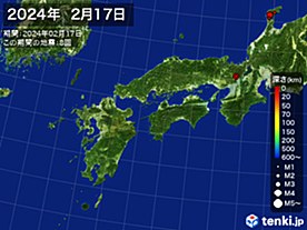 2024年02月17日の震央分布図