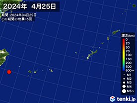 2024年04月25日の震央分布図